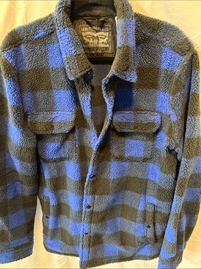 Levi's Blue & Black Sherpa Plaid Shacket
